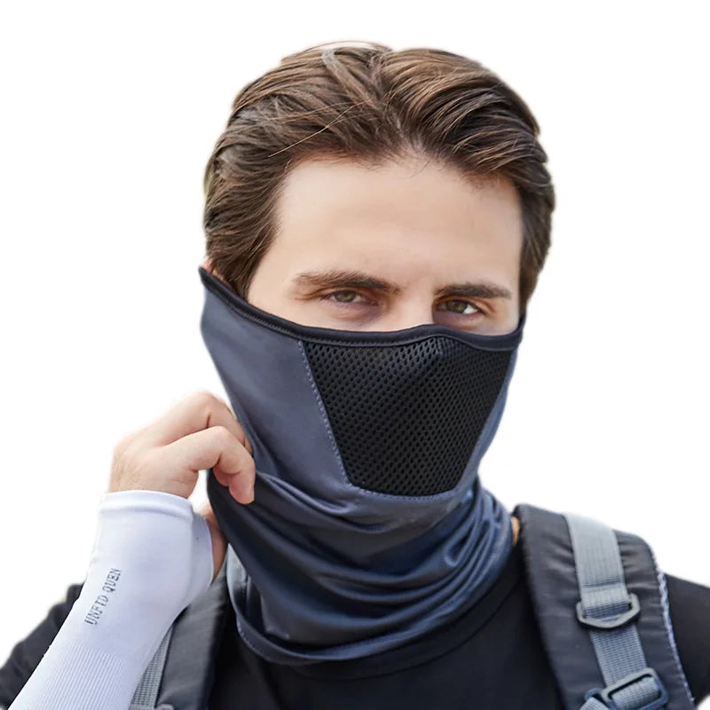 Outdoor Mens Hiking Cycling Mask Scarf Breathable Neck Gaiter Sport Motorcycle Summer Sun Ultra UV Protection Face Cover
